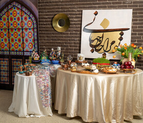 Haft-Seen Table for Persian New Year (Nowruz) Celebration