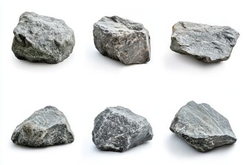 Fototapeta premium Set of gray stone isolated in white background