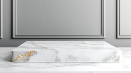 Modern Rich Presentation Podium: Elegant marble surface for food presentation, showcasing luxury and sophistication in culinary art.