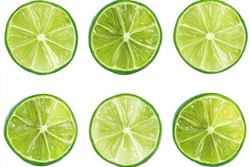 Fototapeta premium Set of lime slice isolated in white background