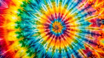 Fototapeta premium Vibrant Spiral Tie-Dye Fabric Texture A Close-Up View of Colorful Swirls and Hues