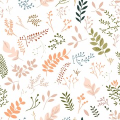 Vector floral botanic pattern white background