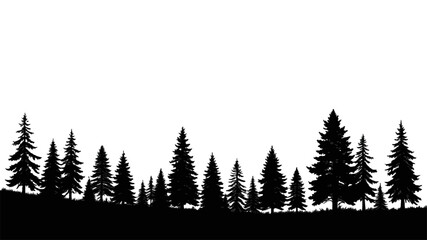 Fototapeta premium silhouette pine tree fores vector illustration. Ai generated