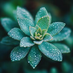 Fototapeta premium Dew-kissed Succulent: A Close-Up Macro of Nature's Jewel
