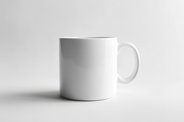 Obraz premium A plain white ceramic mug is centered against a light gray background