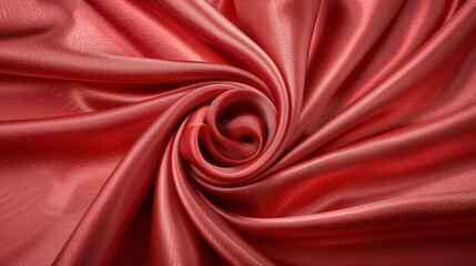 Obraz premium Swirling red silk fabric in elegant spiral pattern