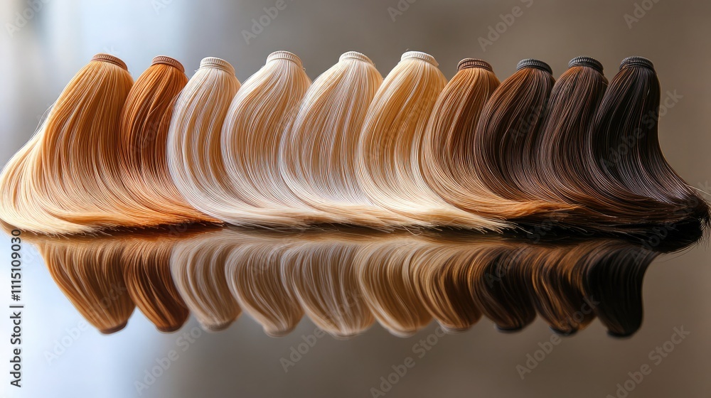 Aufkleber a stunning array of hair samples displaying a wide spectrum of natural shades ranging from dark brow