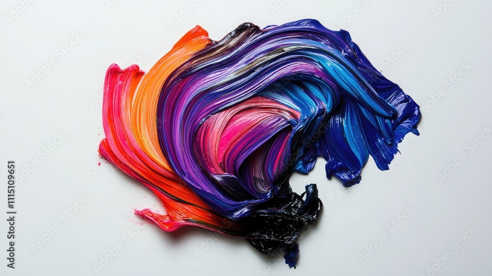 Aufkleber vibrant abstract colorful brushstrokes in swirling patterns creating a dynamic texture on white back
