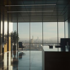 Fototapeta premium Captivating Cityscape Reflected in Sleek Glass Facade