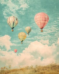 Obraz premium Whimsical Hot Air Balloons in Pastel Sky