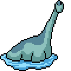 Fototapeta premium pixel art of brachiosaurus swim pond