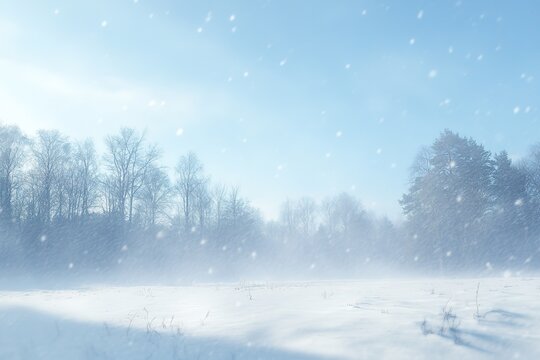 Winter Snowscape Tranquil Snowy Field And Trees