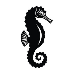 Seahorse or sea horse flat vector icon vector art illustration with white background.