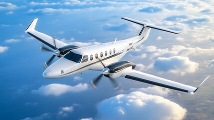 Obraz premium Aircraft ascending through the sky, symbolizing ambition and reaching new heights in personal and professional endeavors.