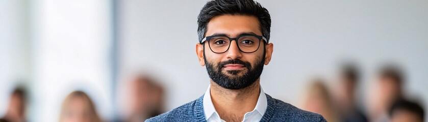 Fototapeta premium Professional networking event with diverse participants in a modern office space close-up portrait engaging atmosphere