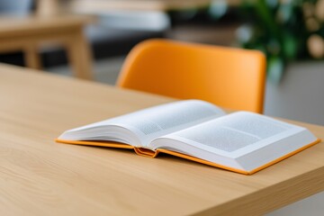 open book on a student desk, ideal for educational, school and student concept, advertising courses and further education