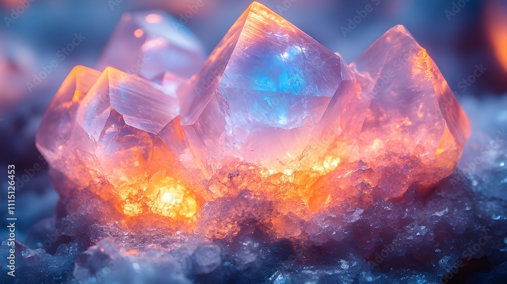 Poster captivating iridescent opal with mesmerizing play of light on its surface displaying a range of colo