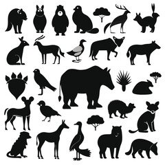 Animal Silhouette Collection - Black Vector Silhouettes of Wildlife and Birds"