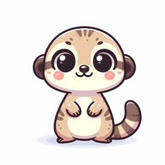 Obraz premium Chibi Meerkat Illustration in Flat Style on White Background