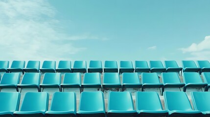 Fototapeta premium Empty stadium seats, a silent testament to the absence of fans, symbolizing the void left by the lack of human connection and shared experiences in the face of challenges.