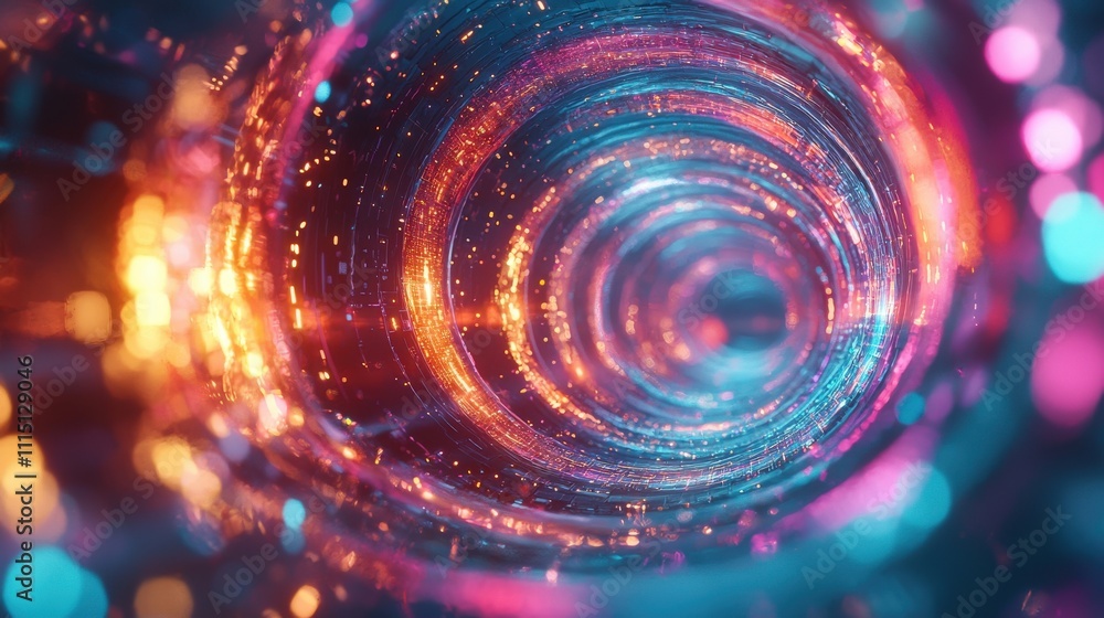 Aufkleber Surreal time loop visualization with luminous overlays digital realm abstract art futuristic environment dynamic viewpoint