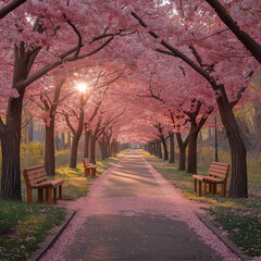 a cherry blossom park