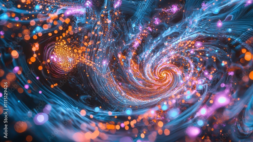 Poster experience a futuristic vr universe with neon spirals and bioluminescent effects in an immersive env