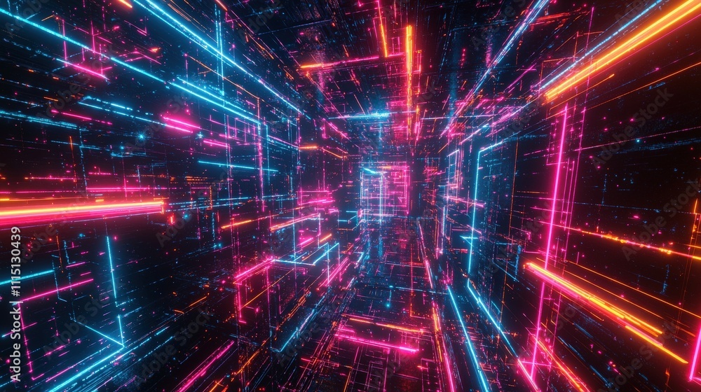 Aufkleber innovative digital realm quantum communication network visualization through abstract graphic art pe