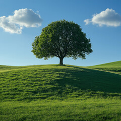 a mountain with a single tree