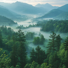 misty morning in the mountains