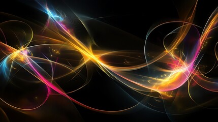 Obraz premium Abstract Black Background with Radiant, Colorful Glowing Lines