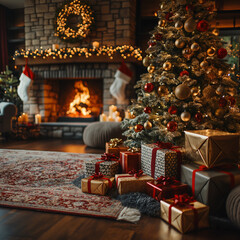 a Christmas house piled with presents
