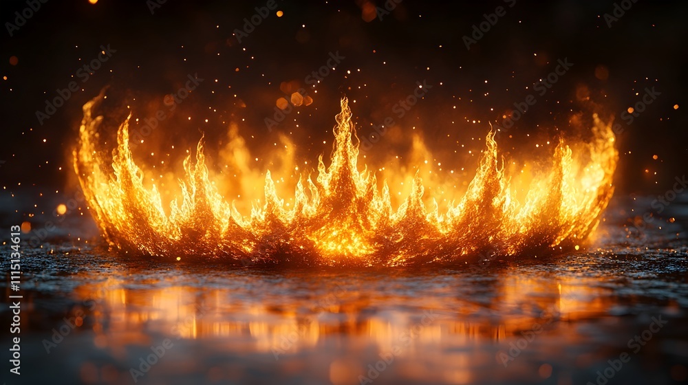 Poster mesmerizing photograph showcasing a majestic crown like formation of sharp pointed flames that flick