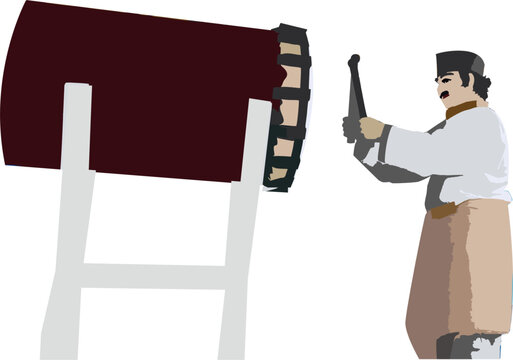 man playing large drum, minimalist style clip art preview