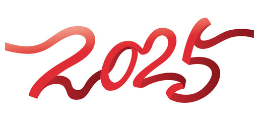 Red "2025 "ribbon. For New Year design.