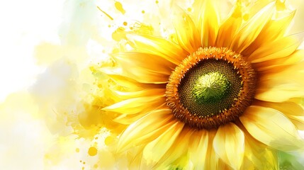 Obraz premium Vibrant sunflower watercolor painting.