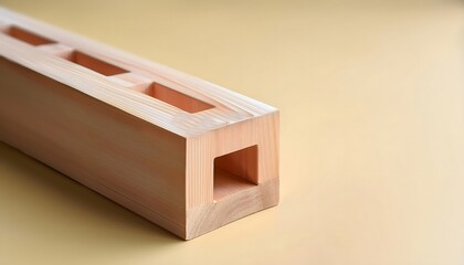 Wooden beam mortise and tenon joint assembly, detailed close-up, 3D illustration, woodwork, carpentry, technique.