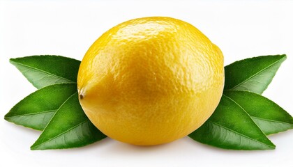 lemon with leaves isolated on white background