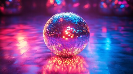 Obraz premium Disco ball reflection nightclub visual art colorful close-up