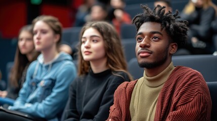 Obraz premium Diverse Students Attentive in Lecture.
