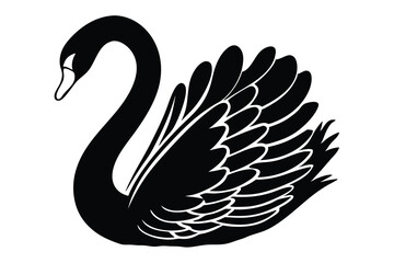 Obraz premium Black Color Swan Silhouette Solid White Background F.eps