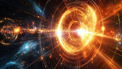 Fototapeta premium Colorful depiction of overlapping universes in the multiverse