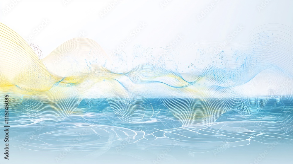 Wall mural Abstract wavy lines and water surface.