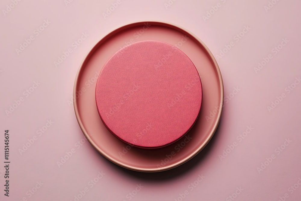 Poster Pink and Red Circular Display Platform on a Pink Background