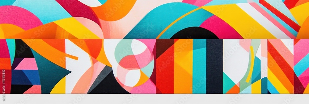 Poster a vibrant abstract design featuring colorful shapes and patterns.