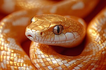 Fototapeta premium An exquisitely drawn golden snake in traditional Chinese style, coiled on a rich red and gold background, perfect for celebrating the Year of the Snake, cultural events and festive designs.