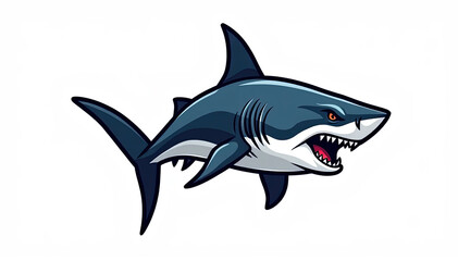 Obraz premium Cartoon shark clipart with sharp teeth, dynamic pose, and bold outlines, perfect for marine or aquatic-themed designs.