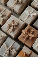 Fototapeta premium Beautifully Wrapped Gifts - A Cozy Festive Scene