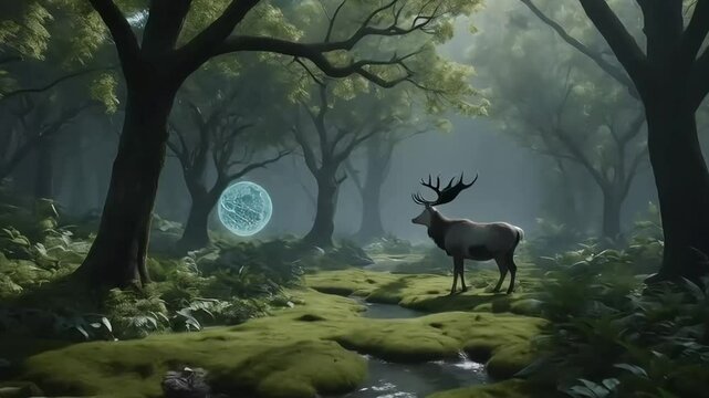 Majestic Deer in Enchanted Forest