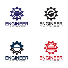 Engineer Logo Design, Letter E Gear Logo, Engineer logo with letter E and Gear elements